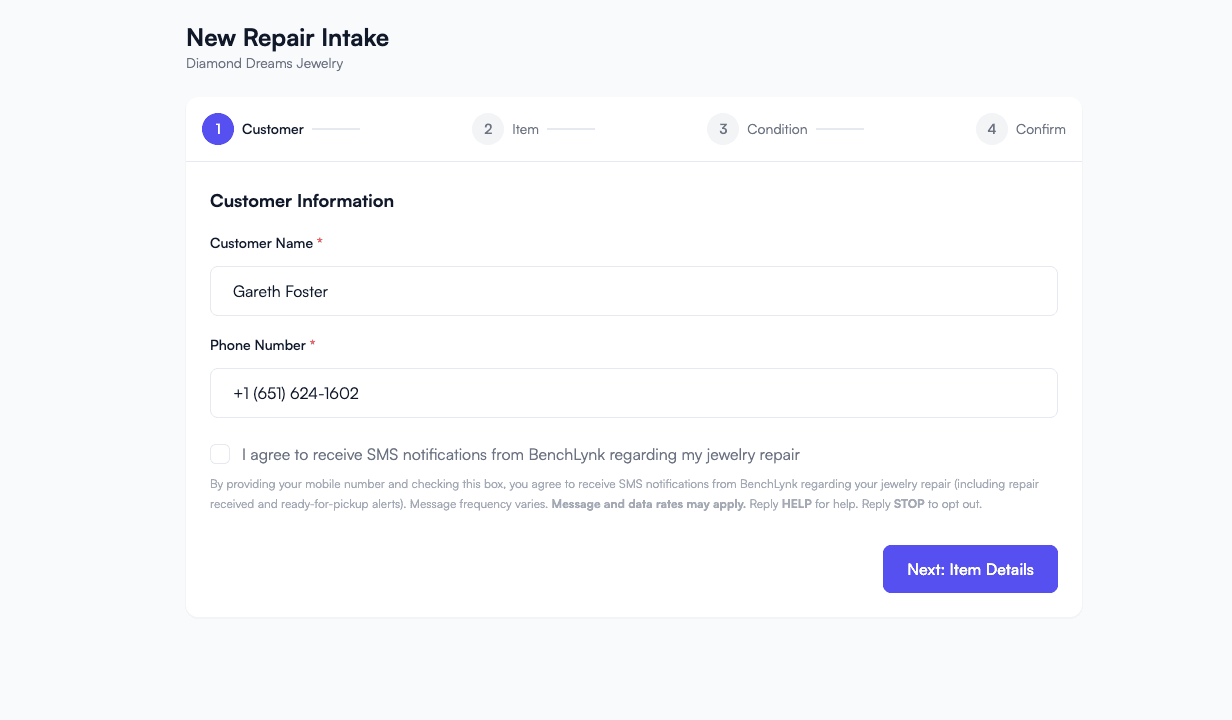 Step 1: Customer Details